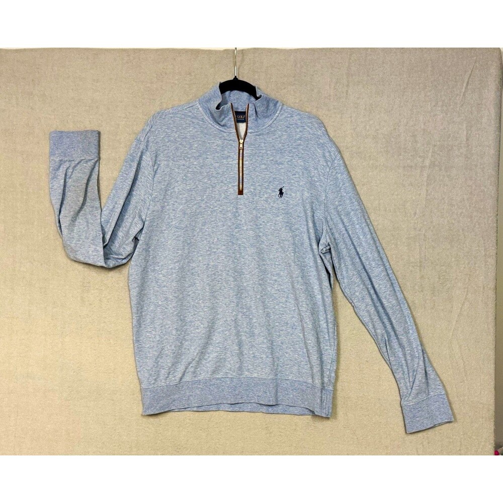 Polo Golf Ralph Lauren Mens L 1/4 Zip Pullover Light Blue Water Repellent
